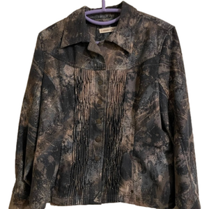 COLDWATER CREEK Abstract Pattern Blazer, Women’s 12, Brown Gray